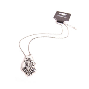 Fossil Fern Pendant Necklace Silver