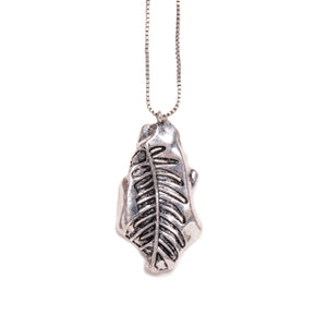 Fossil Fern Pendant Necklace Silver