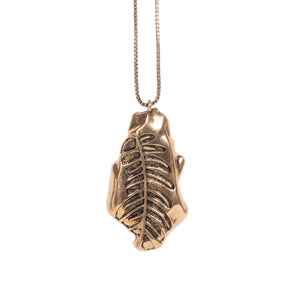 Fossil Fern Pendant Necklace Gold
