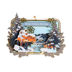 Snowy Dinosaurs Brass Ornament